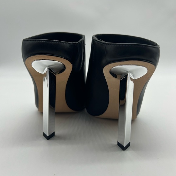 Michael Kors Halle Mule Pump Leather Black Pointed Toe Heels Size 6M NIB - Picture 7 of 11